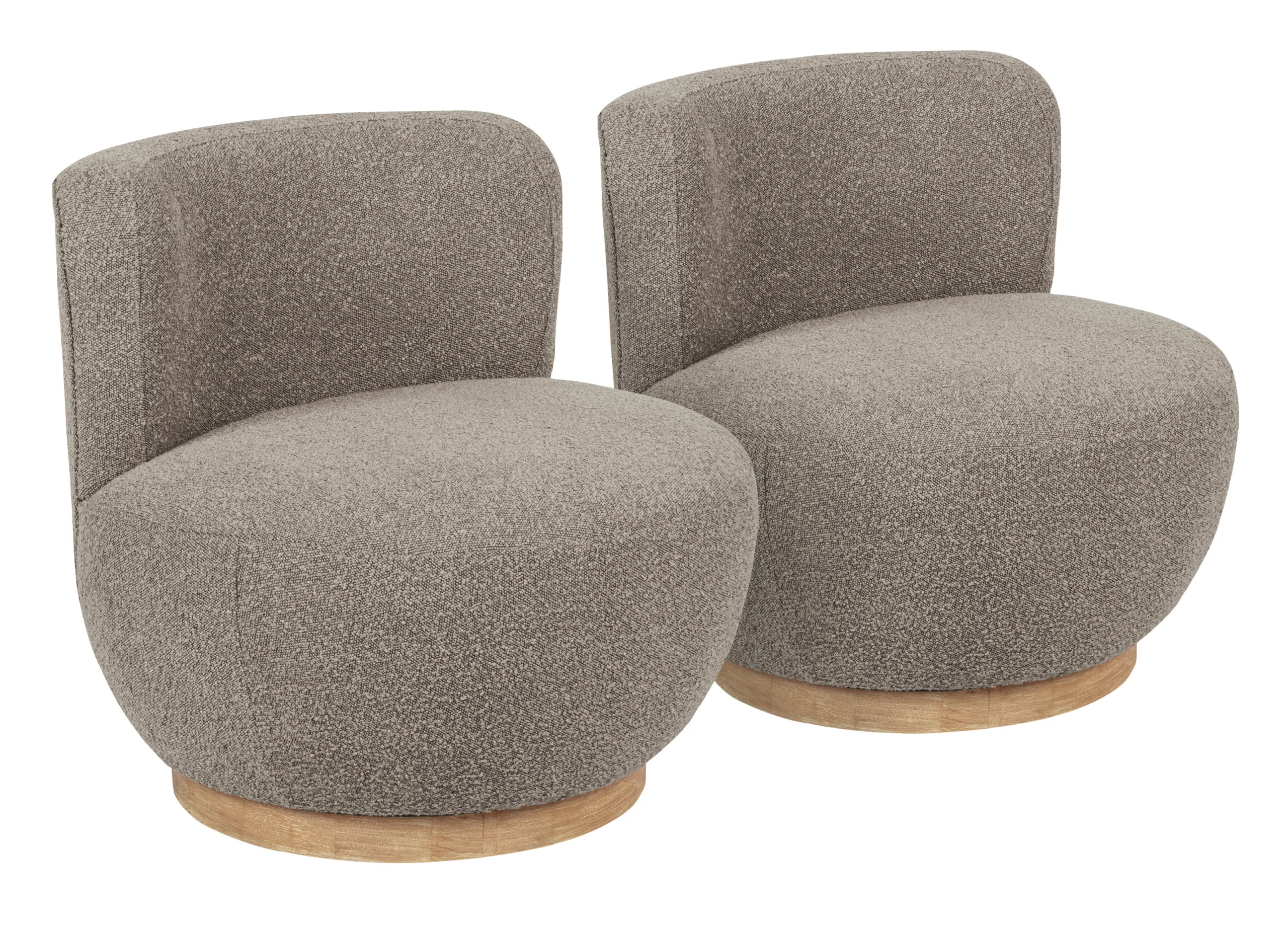 Mandy Occasional Swivel Chair 2-Piece Set - Silver Boucle